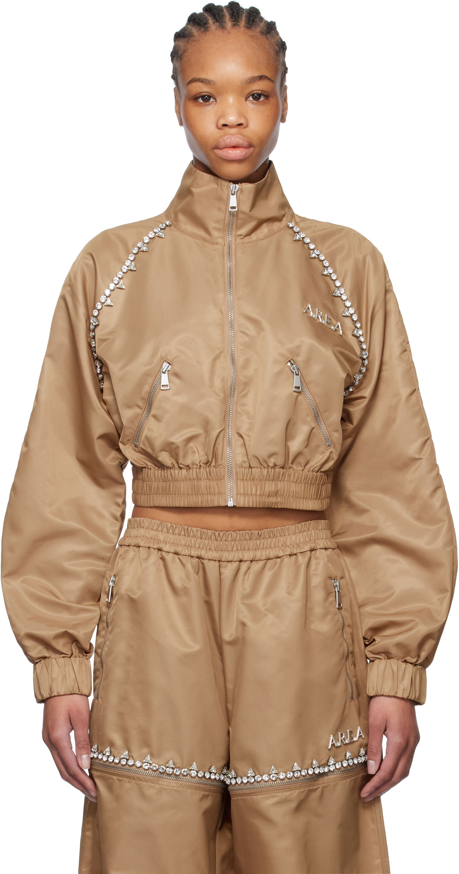 Træningsdragt Area AREA Crystal Trim Track Jacket Brun | FW24AWOU0028FA01, 0