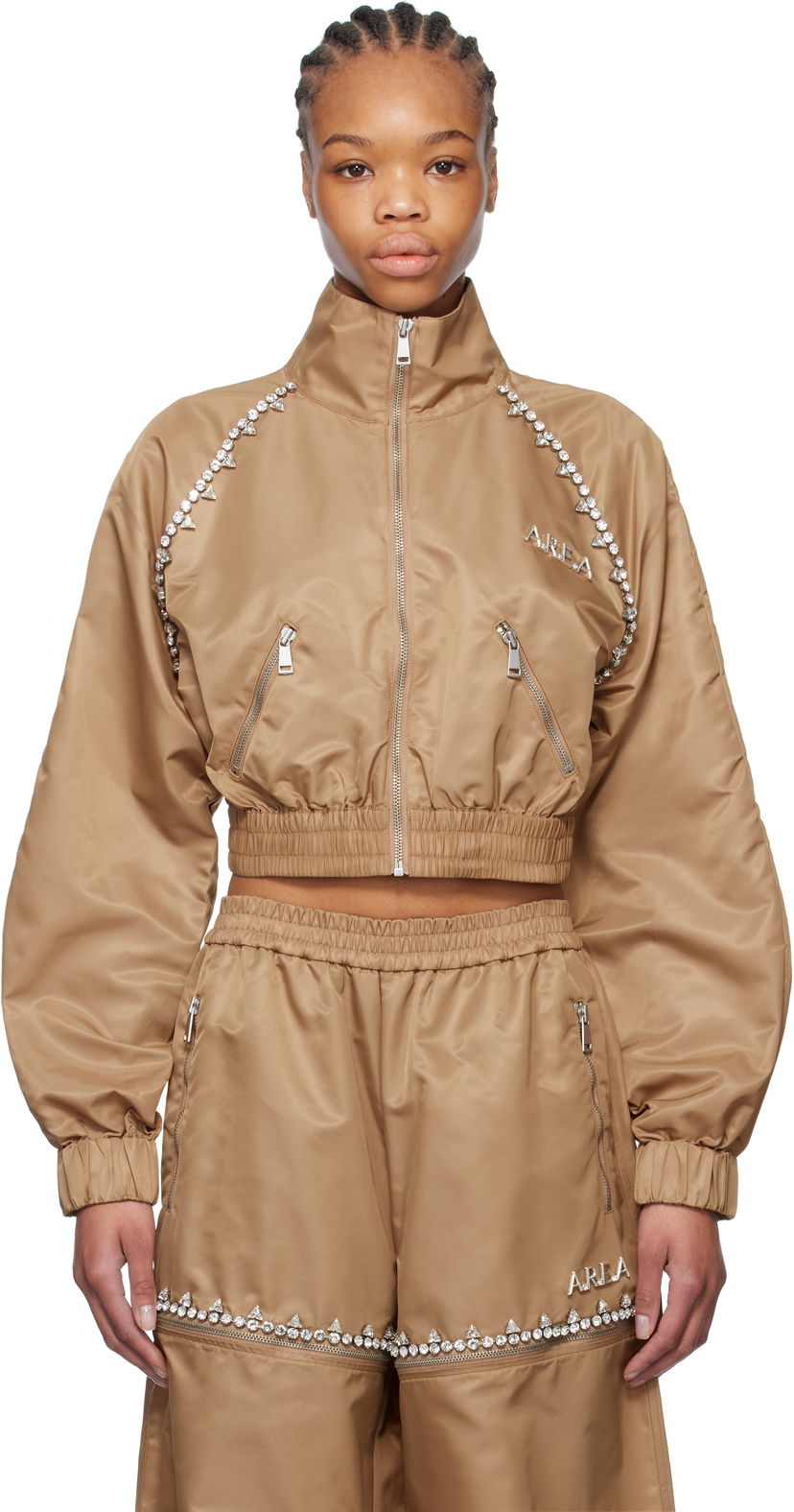 Træningsdragt Area AREA Crystal Trim Track Jacket Brun | FW24AWOU0028FA01