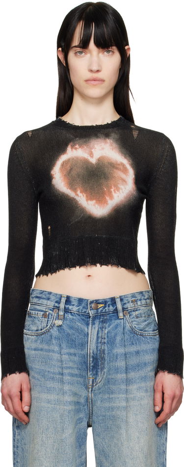 Sweater R13 R13 Flaming Heart Cropped Sweater Sort | R13WY042-Y016B, 0