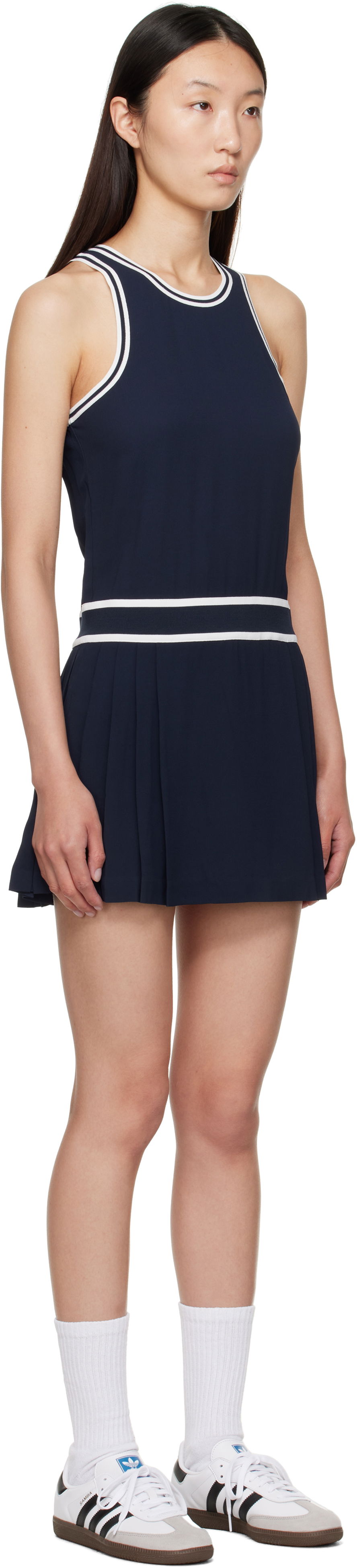 Kjole Sporty & Rich Sleeveless Pleated Phoebe Minidress Mørkeblå | DR004602302BL83, 1