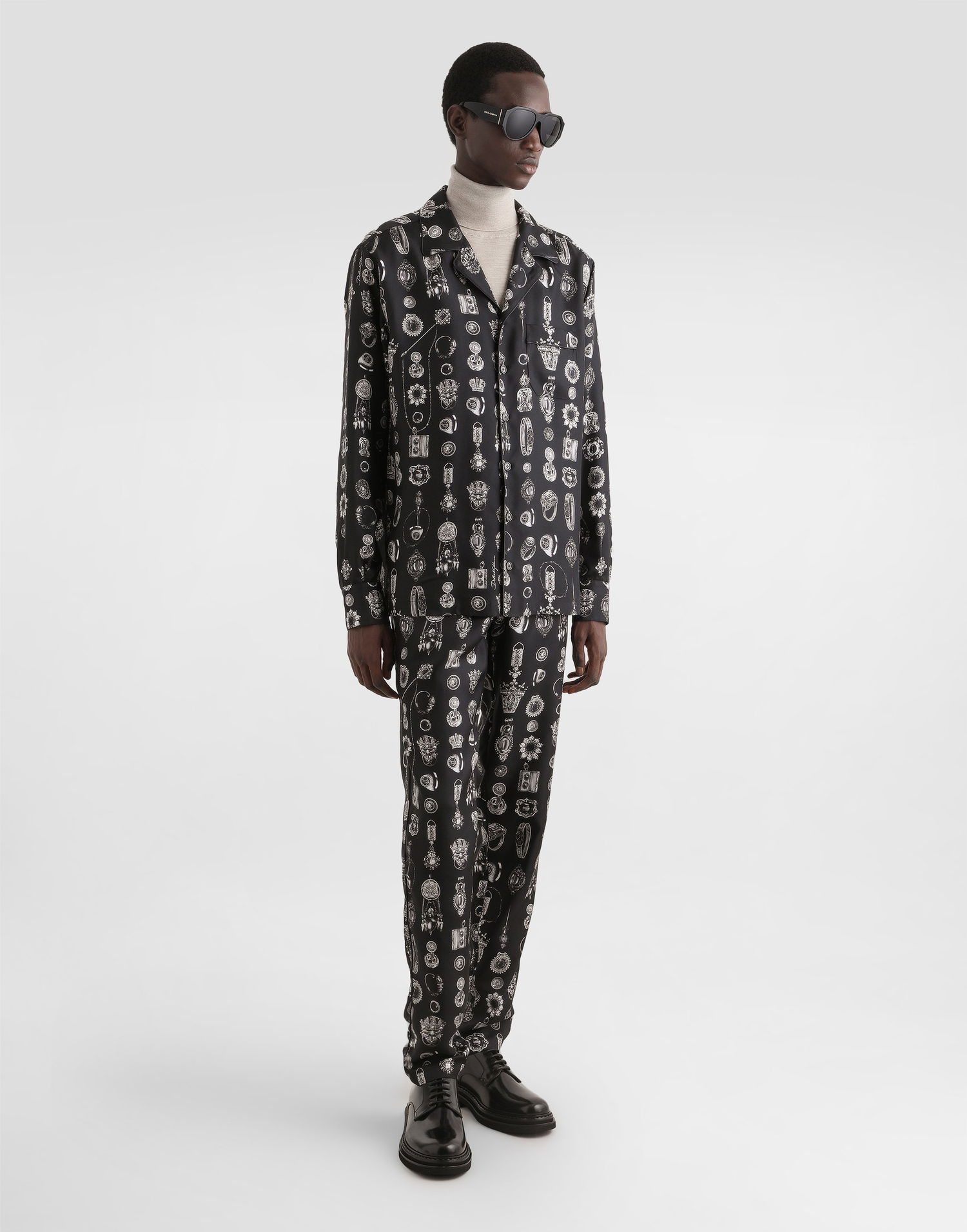 Bukser Dolce & Gabbana Jewel-print Twill Trousers Sort | GVCRATIS1ZVHH5QP, 1