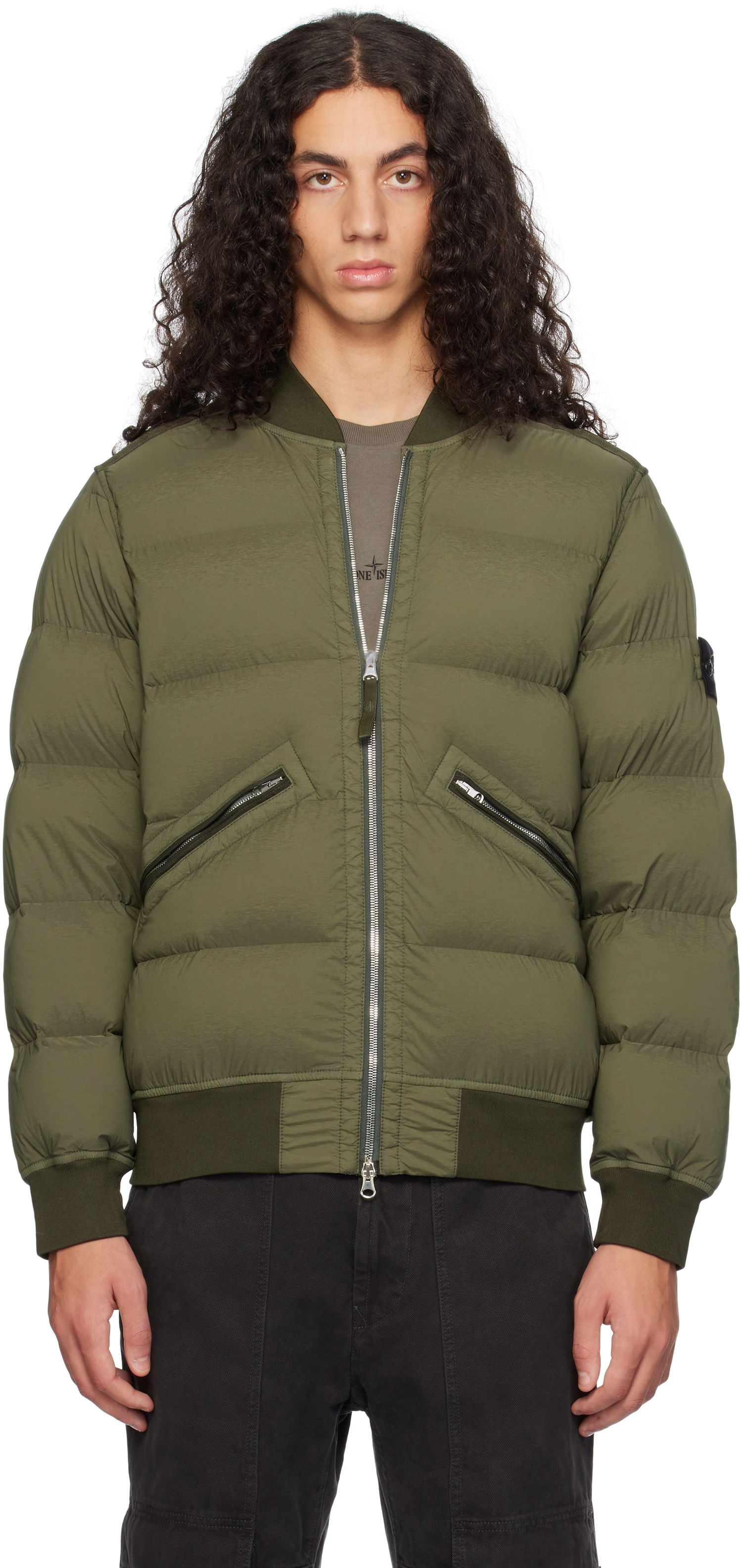 Bomberjakke Stone Island Stone Island Quilted Down Bomber Jacket Grøn | 811540228, 0