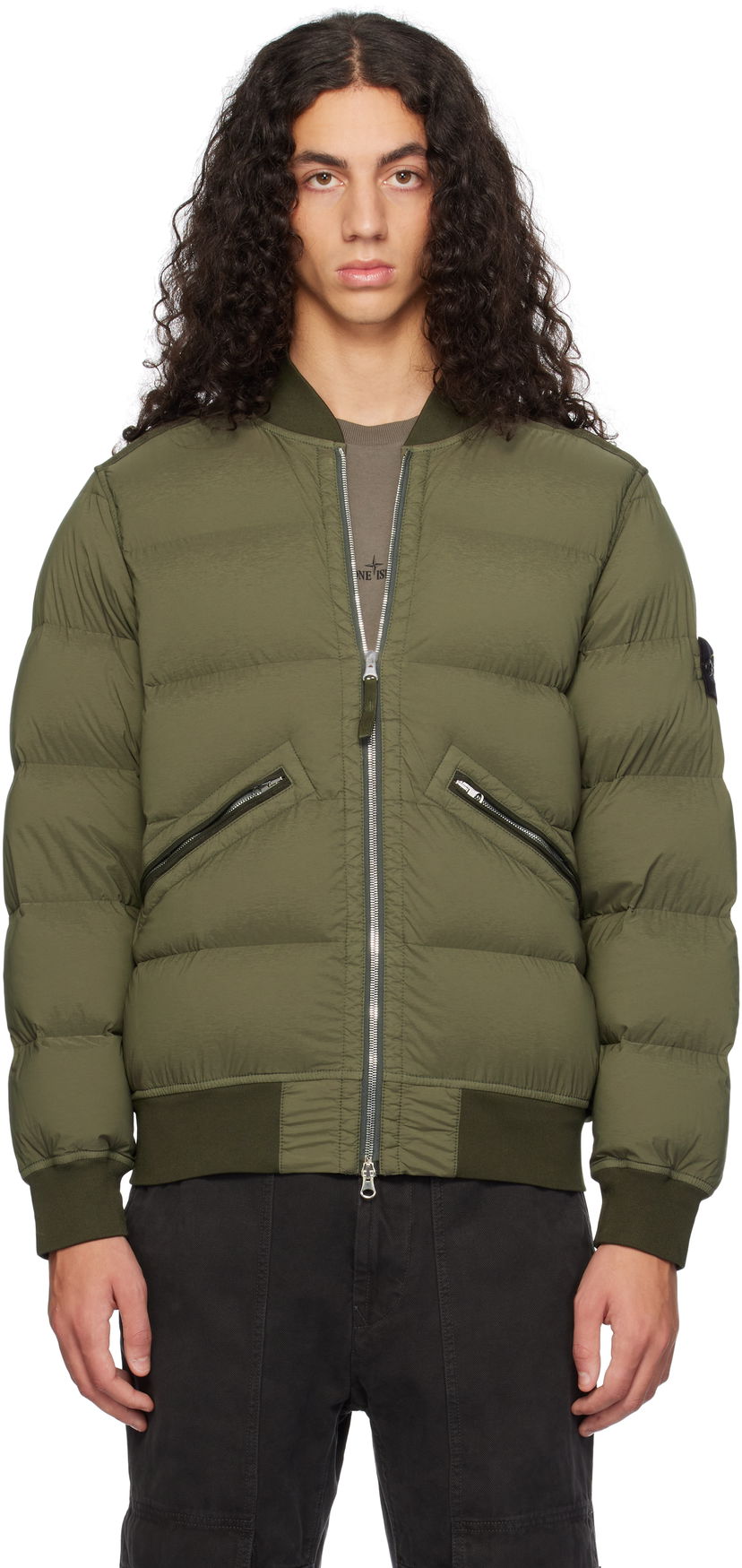 Bomberjakke Stone Island Stone Island Quilted Down Bomber Jacket Grøn | 811540228