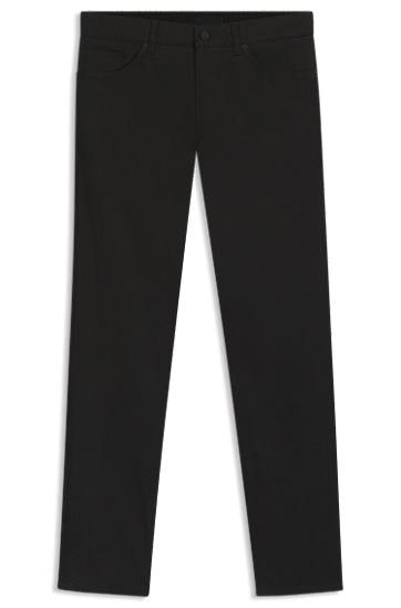 Bukser BOSS Regular-Fit Cotton-Blend Satin Trousers Sort | 50543955