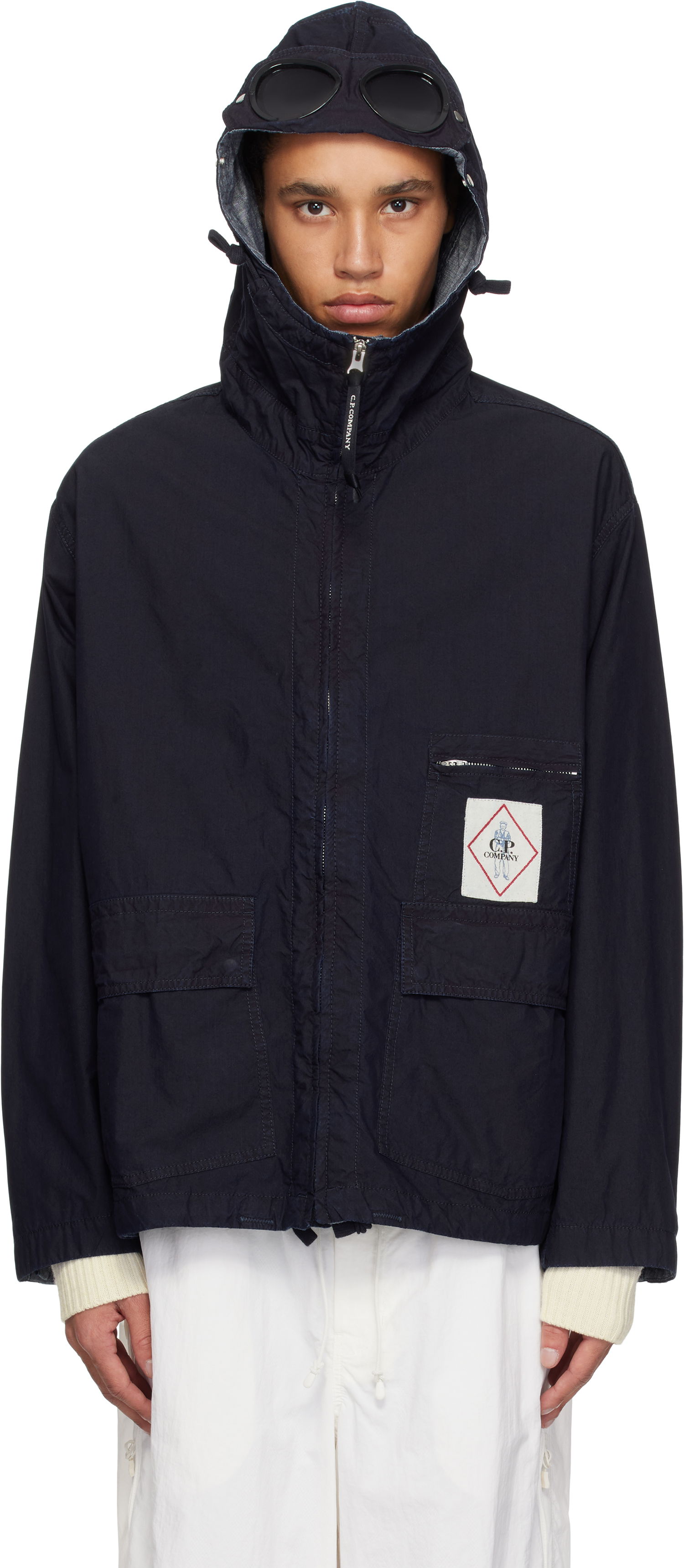 Vindjakke C.P. Company C.P. Company 50 Fili Goggle Hooded Jacket Mørkeblå | 18CMOW154A-110288W, 0