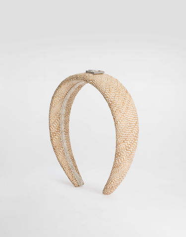 Tilbehør Dolce & Gabbana Dolce & Gabbana Raffia Canvas Headband with Logo Beige | LB3L54G7PFHS9000, 1