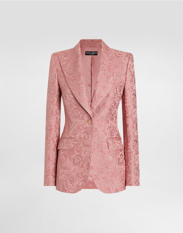 Jakke Dolce & Gabbana Dolce & Gabbana Turlington Single-Breasted Floral Jacquard Jacket Lyserød | F29UCTHJMQKF0473, 0