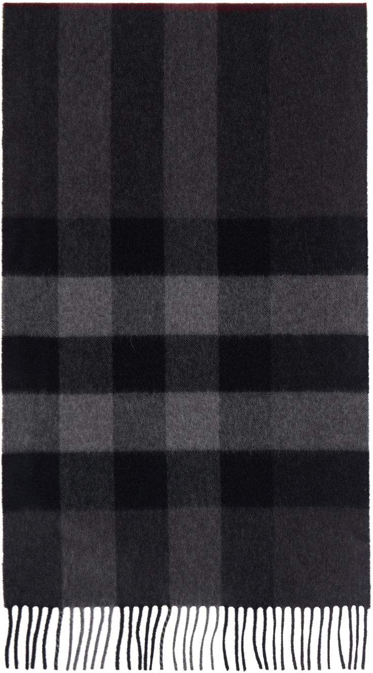 Tørklæde Burberry Gray Check Cashmere Scarf Grå | 8077893