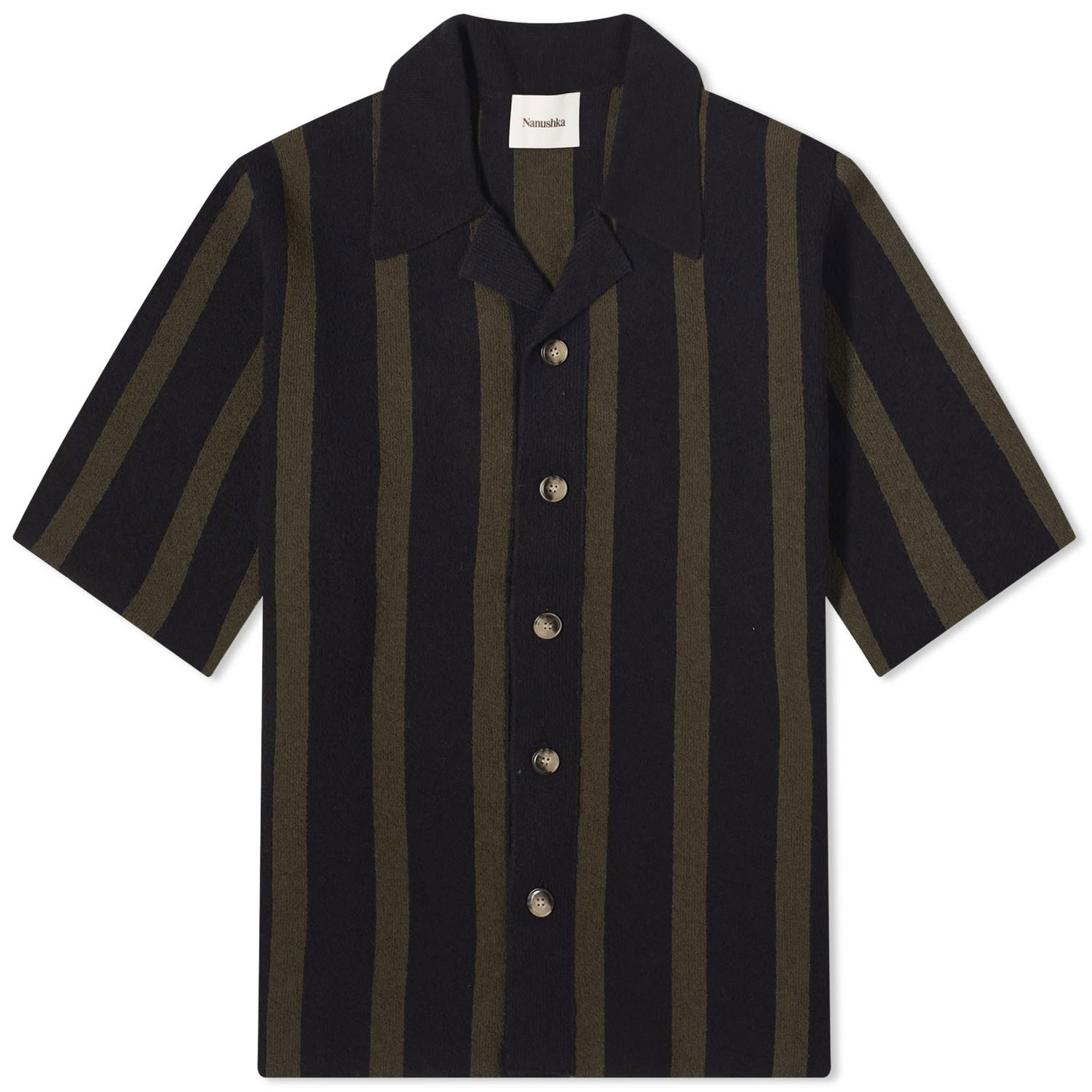 Skjorte Nanushka Ziko Terry Stripe Vacation Shirt Sort | NM23PFSH01366, 0