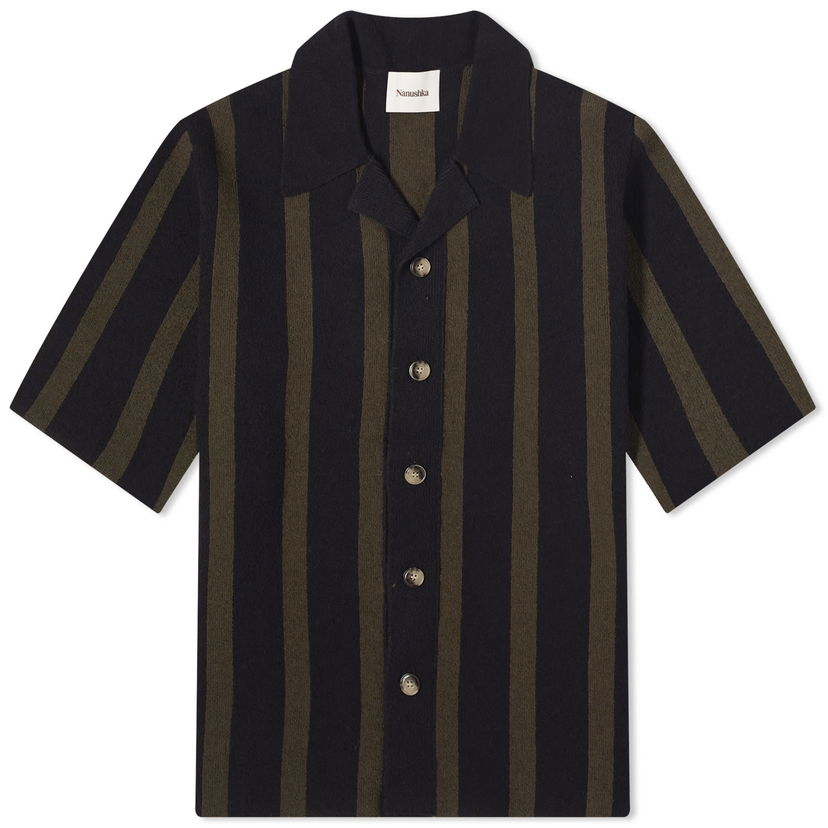 Skjorte Nanushka Ziko Terry Stripe Vacation Shirt Sort | NM23PFSH01366