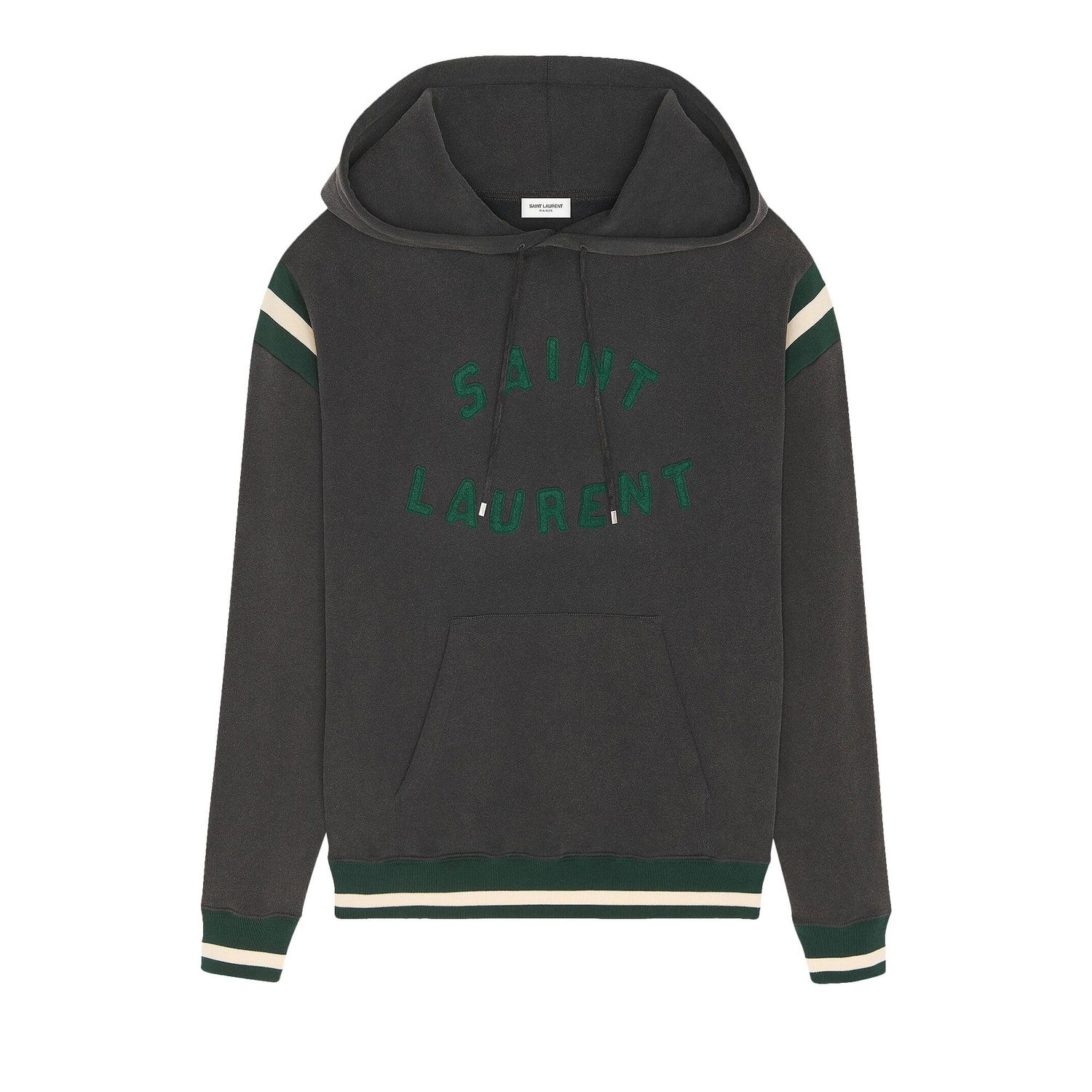 Sweatshirt Saint Laurent Logo Varsity Hoody Sort | 689395 Y36SV 1175, 1