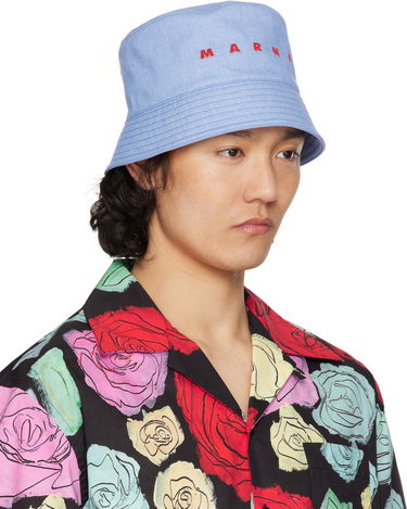 Hat Marni Marni Embroidered Logo Denim Bucket Hat Blå | CLZC0110S0 UTC476, 1