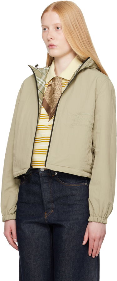 Vindjakke Burberry Burberry Cropped Check Reversible Hoodie Grøn | 8105850, 3
