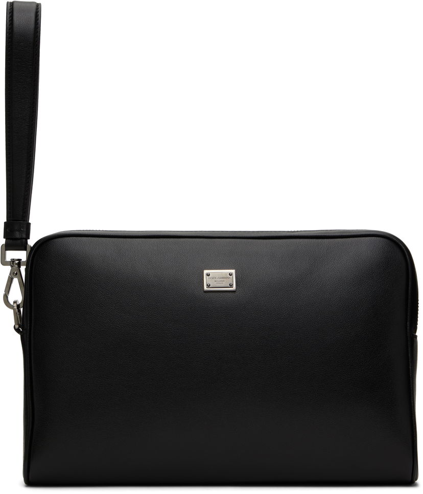 Håndtaske Dolce & Gabbana Dolce&Gabbana Calfskin Wristlet Pouch Sort | BM2441AV956