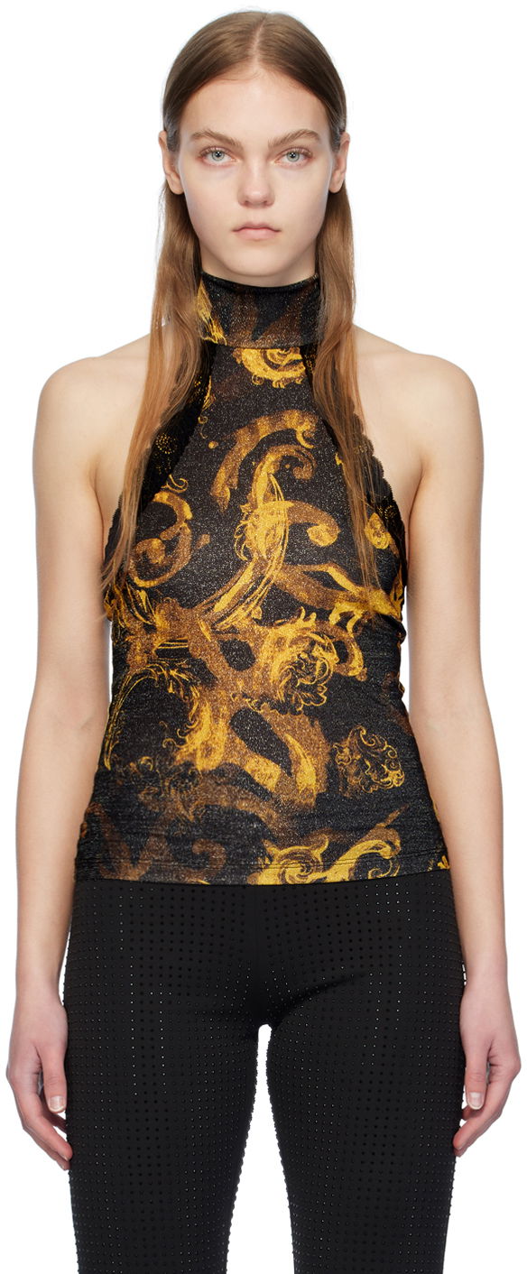 Tanktop Versace Jeans Couture Black Watercolor Couture Camisole Sort | E76HAM6A1_EJS347