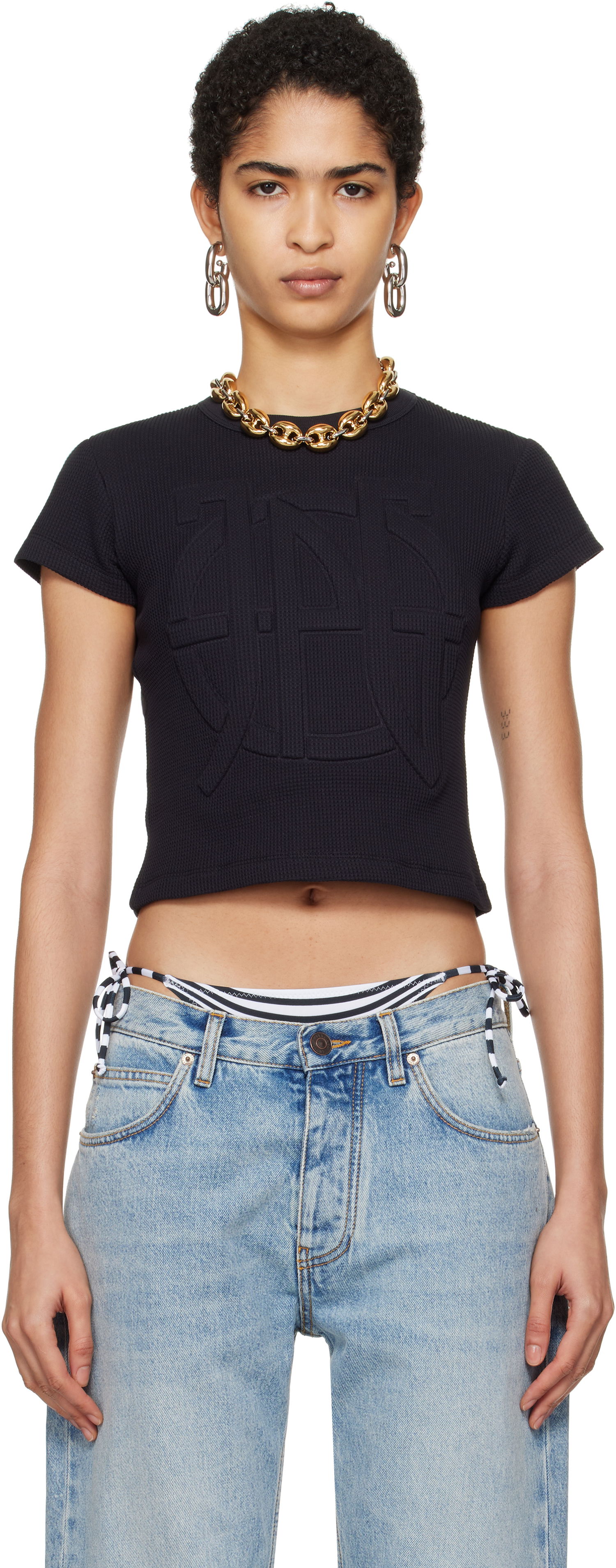 Crop top Jean Paul Gaultier Gaultier 'The JPG' Cropped T-Shirt Sort | 25/33-F-TS097E-J071-00, 0