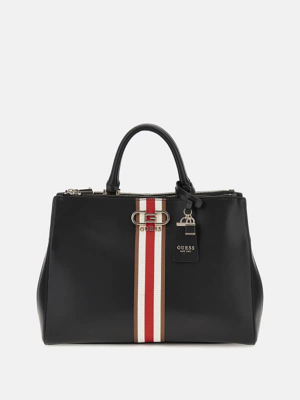 Håndtaske GUESS Nelka Front-Stripe Handbag Sort | HWVG9307070, 0