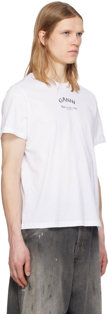 T-shirt GANNI Thin Jersey Relaxed T-shirt Hvid | T3561-151, 2