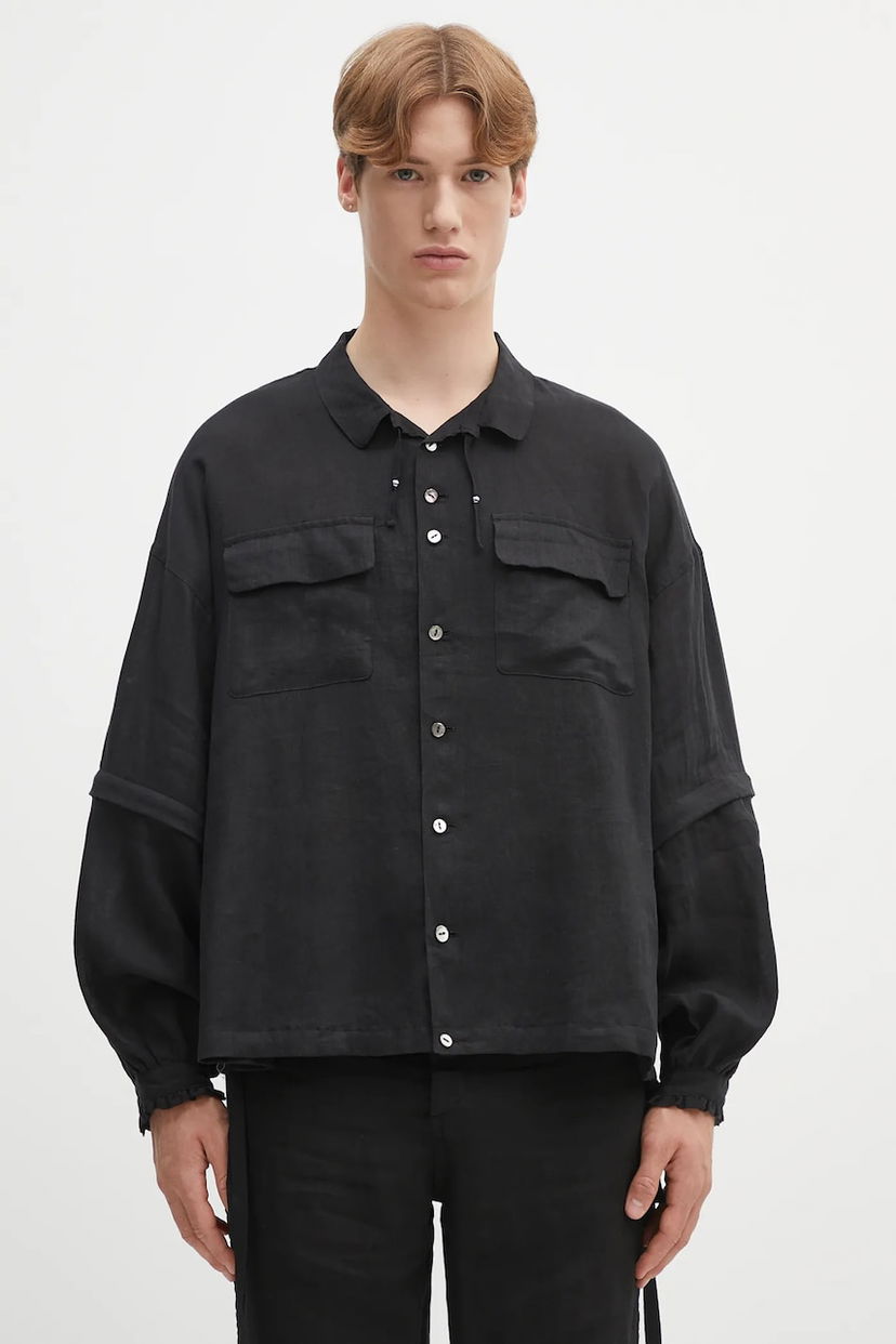 Skjorte UNDERCOVER Undercover Relaxed Fit Linen Shirt Sort | UC1E4408.1