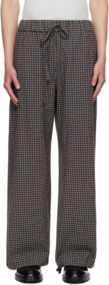Bukser sage NATION SAGE NATION Siesta Gingham Lounge Pants Brun | S140 SIESTA TROUSER WOOL COTTO, 0