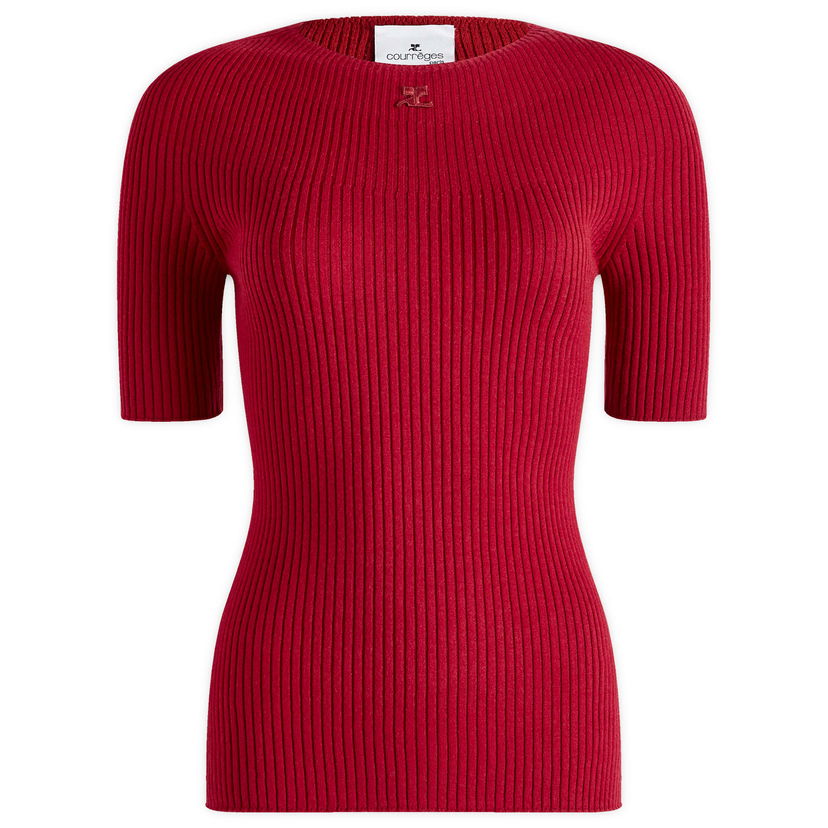 T-shirt Courrèges Short Sleeves Light Rib Sweater Rød | 124MPU130FI0049-4031