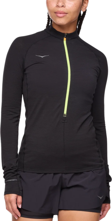 Sweatshirt Hoka One One Hoka BaseZip Long Sleeve Sort | 1156112-blk, 0