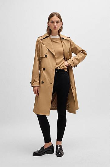 Trenchcoat BOSS Double-Breasted Trench Coat with Belt Beige | 50489115, 1