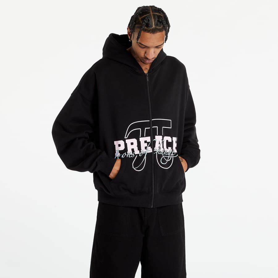 Sweatshirt PREACH Varsity Zip Hoody Washed Sort | 206293 9069, 0