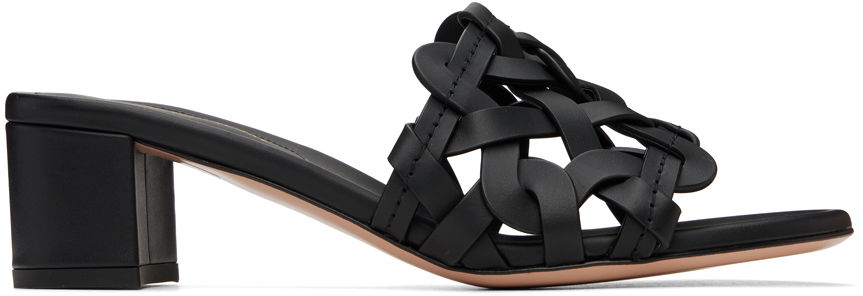 Sneakers og sko Gianvito Rossi Amalfi Woven Leather Heeled Sandals Sort | G10025-45RIC-CLN, 0