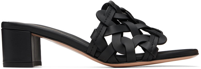 Sneakers og sko Gianvito Rossi Amalfi Woven Leather Heeled Sandals Sort | G10025-45RIC-CLN
