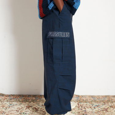 Cargo bukser Pleasures Visitors Wide Fit Cargo Pants Mørkeblå | P23F012-NAVY, 4