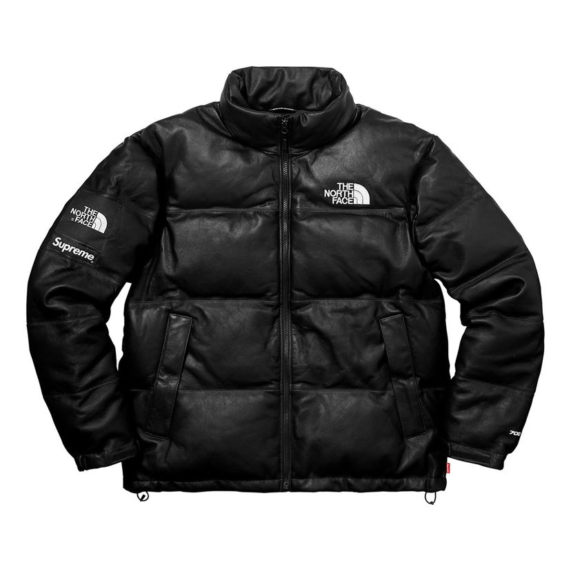 Puffer jakke Supreme The North Face Nuptse Leather  Jacket Sort | SUP-FW17-617