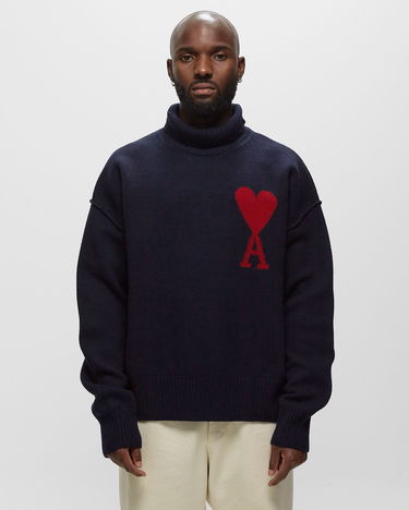 Sweater AMI Large A Heart Roll Neck Knit Mørkeblå | UKS406-018-4005, 3