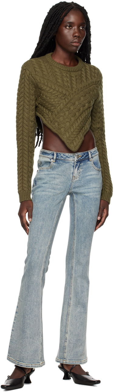 Sweater Miaou Miaou Vela Cropped Cable Knit Sweater Grøn | 7060CKOLV, 3