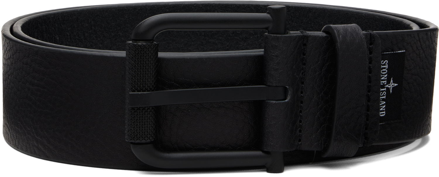 Bælter Stone Island Stone Island Tumbled Leather Belt Sort | K2S15 9300002 S0072, 0