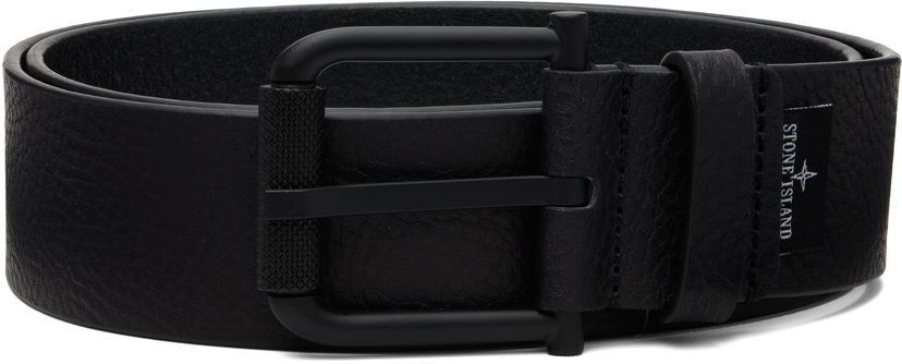 Bælter Stone Island Stone Island Tumbled Leather Belt Sort | K2S15 9300002 S0072