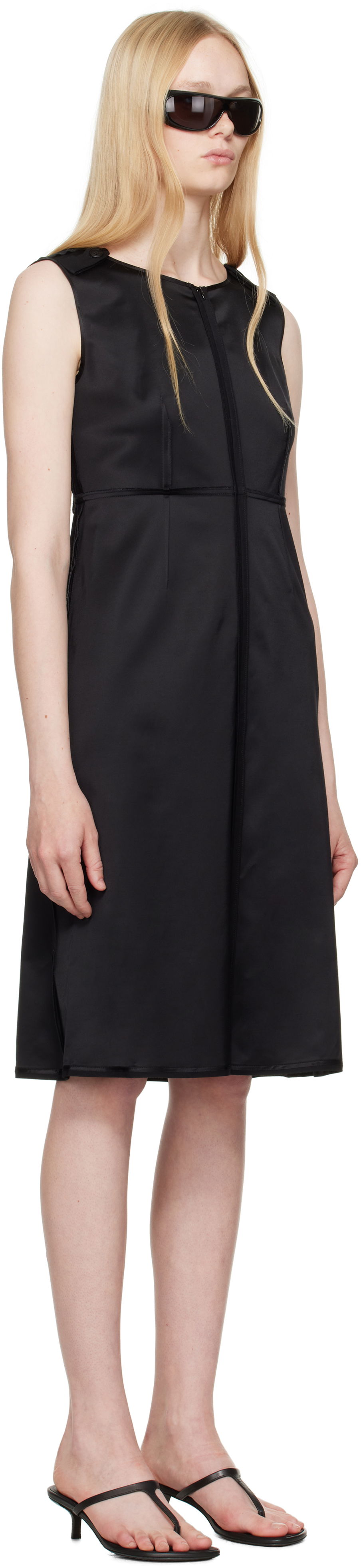 Kjole Maison Margiela MM6 Maison Margiela Satin Stretch Midi Dress Sort | S62DA0048 M35143, 1
