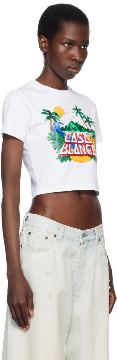 Crop top Casablanca Casablanca Casa Beach Wave Cropped T-Shirt Hvid | WS25-JTS-009-03, 1