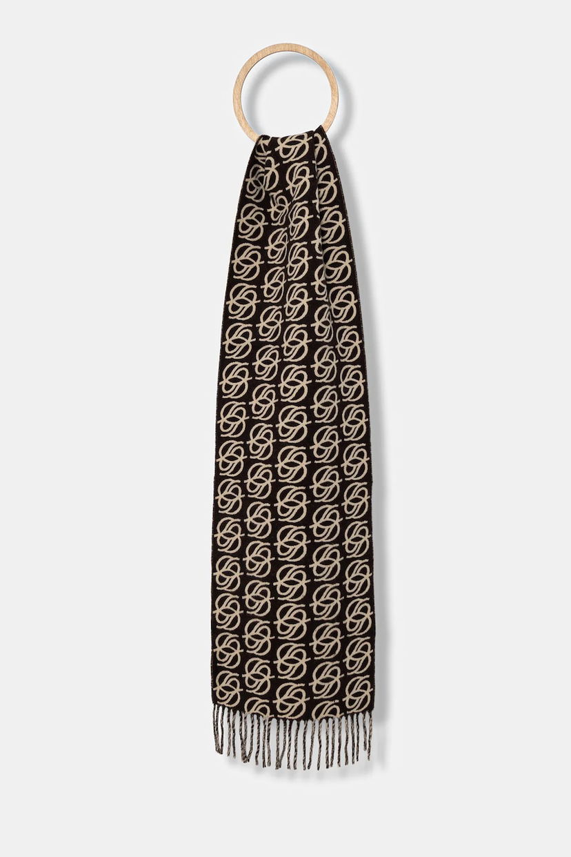 Tørklæde Drôle de Monsieur Drôle de Monsieur L'Echarpe Monogramme Patterned Scarf Brun | I.SF118.WO046