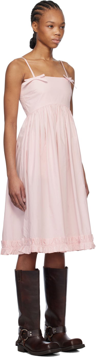 Kjole GANNI GANNI Cotton Poplin Strap Midi Dress Lyserød | W0325, 1