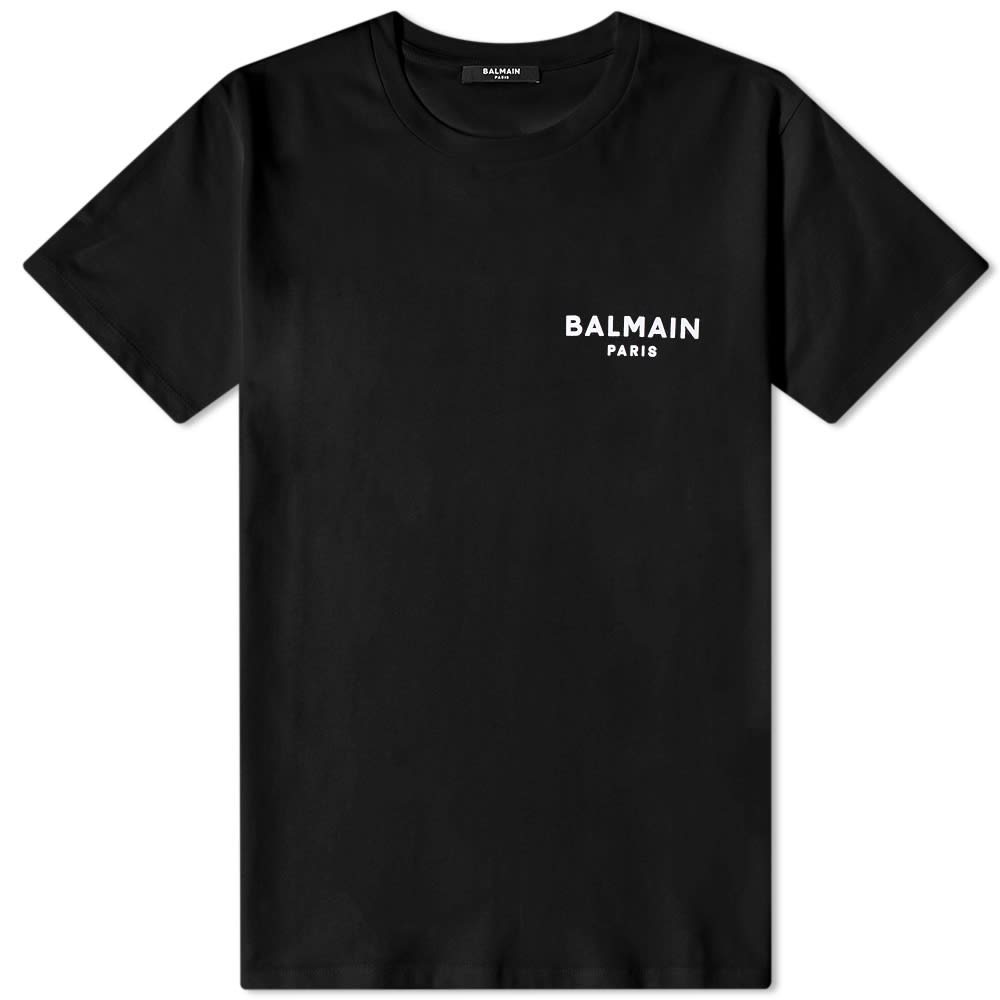 T-shirt Balmain Flock Logo Tee Sort | AF1EF010BB01-EAB, 0