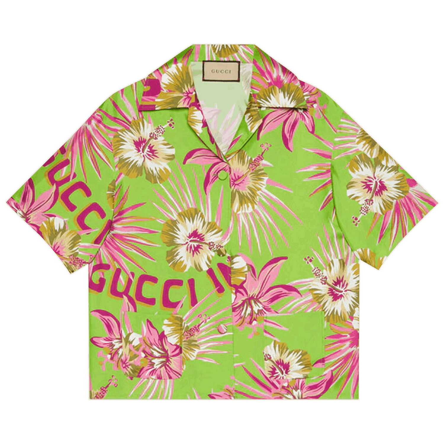 Skjorte Gucci Floral Silk Bowling Shirt Grøn | 694890 ZAI5R 3663, 0