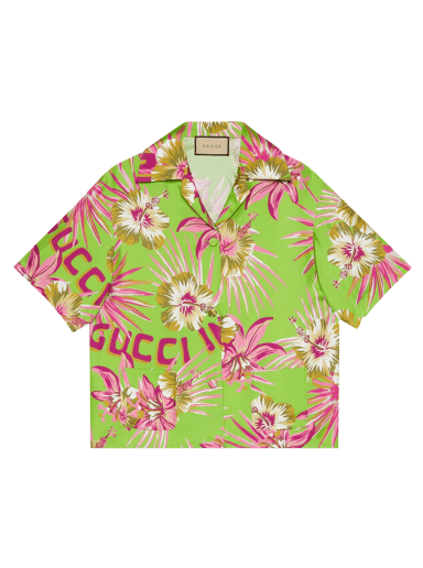 Skjorte Gucci Floral Silk Bowling Shirt Grøn | 694890 ZAI5R 3663