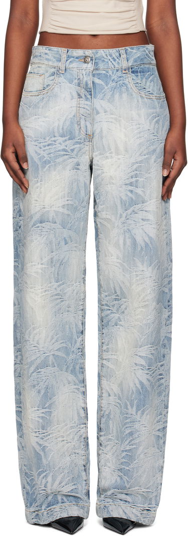 Jeans Palm Angels Palm Angels Palms Jacquard Loose Jeans Blå | PWYB041S25DEN0024440, 0