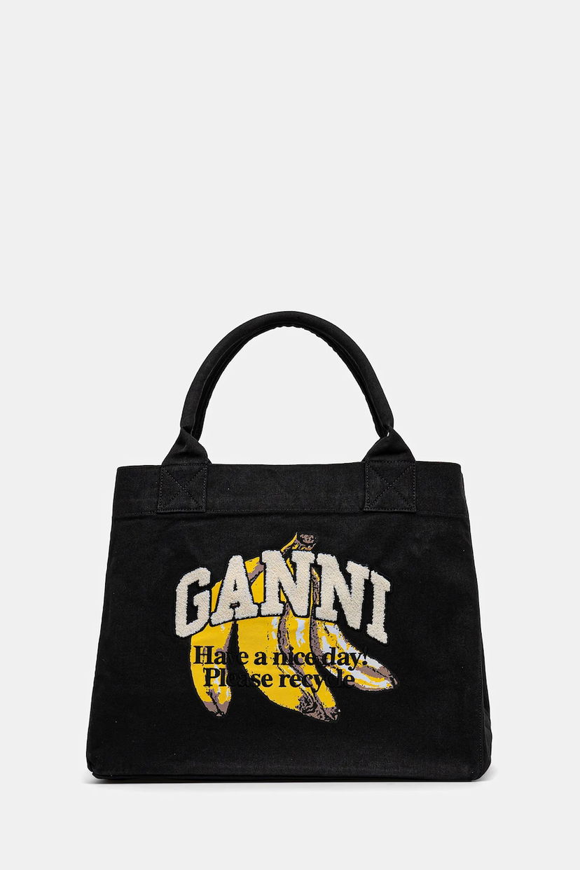 Mulepose GANNI GANNI Shopper XXL Pocket Banana Print Tote Bag Sort | A6896