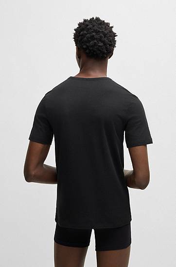 T-shirt BOSS Three-Pack of Cotton T-Shirts with Logo Sort | 50493972, 1