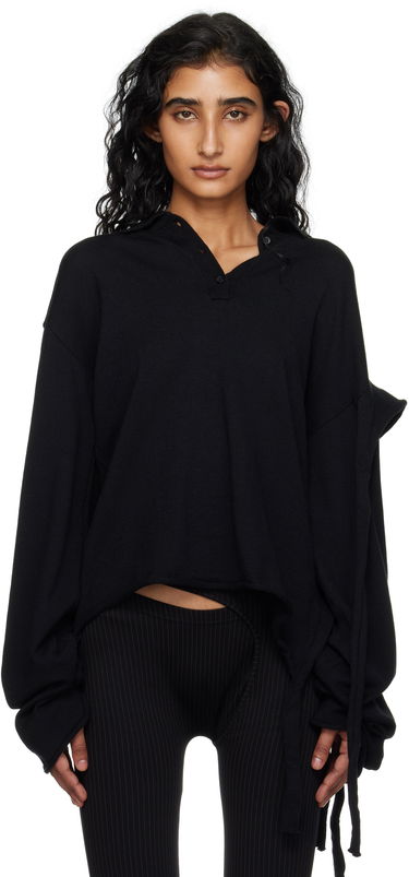 Polo skjorte Ottolinger Ottolinger Deconstructed Knit Polo Sort | 107-106207-01, 0