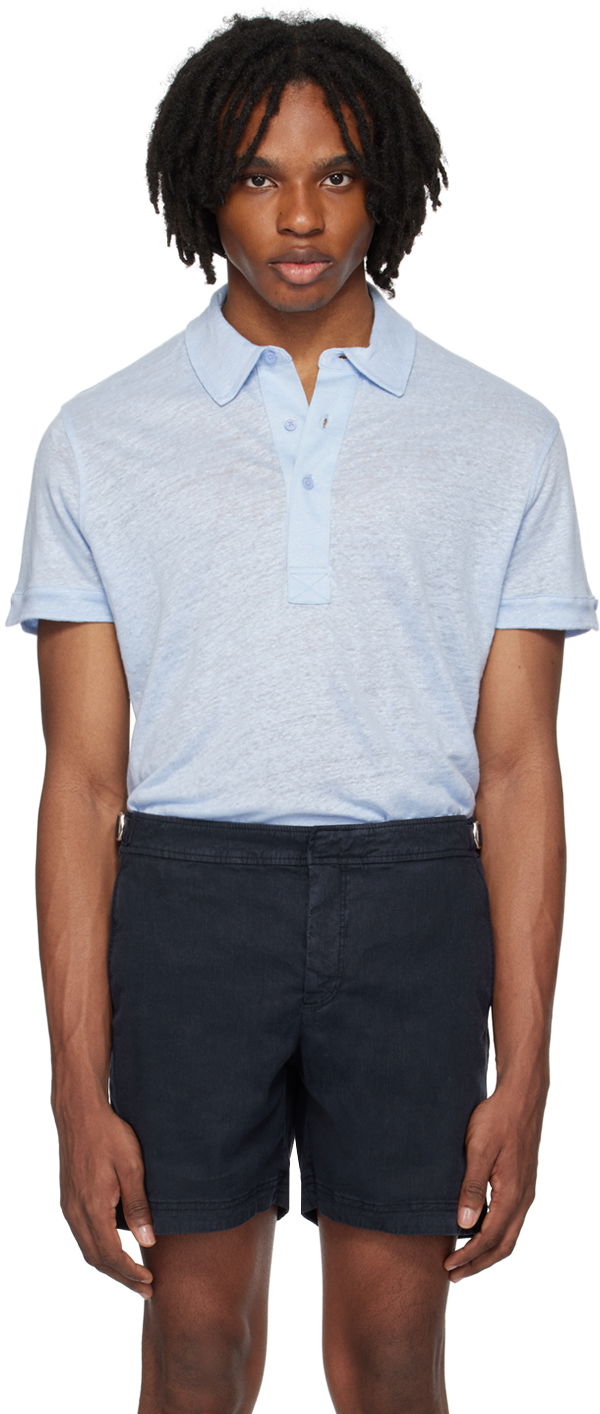 Polo skjorte Orlebar Brown Linen Polo Shirt Blå | 278987