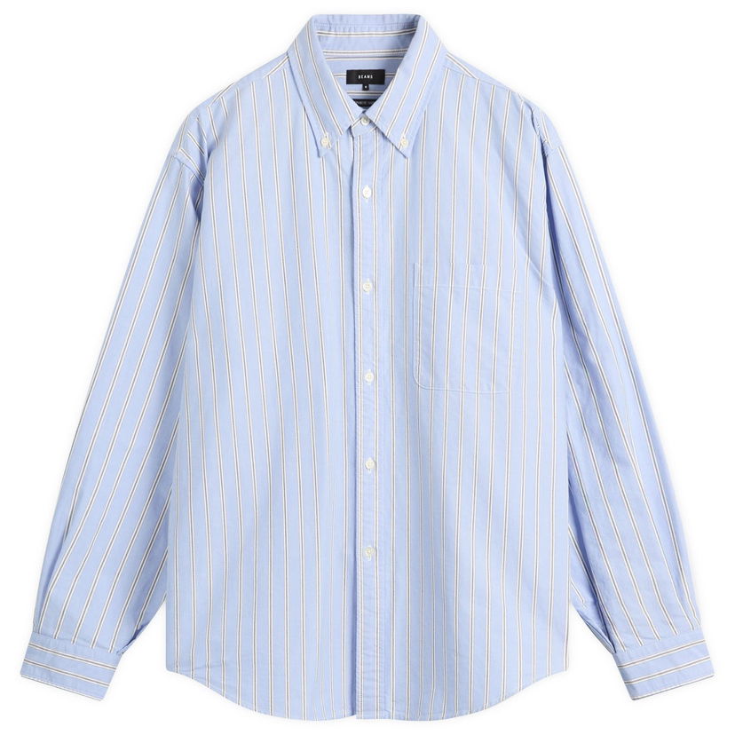 Skjorte BEAMS Heavy Oxford Button Down Stripe Shirt Blå | 1111-1213-301-70