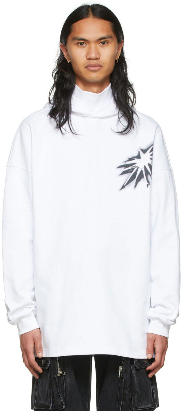 Sweatshirt We11done Graphic Print Cotton Turtleneck Hvid | WD-TH1-22-702-U-WH